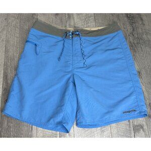 Patagonia Hybrid Board Shorts Mens 36 Blue Swim Trunks Hiking Side Pocket 9" Ins